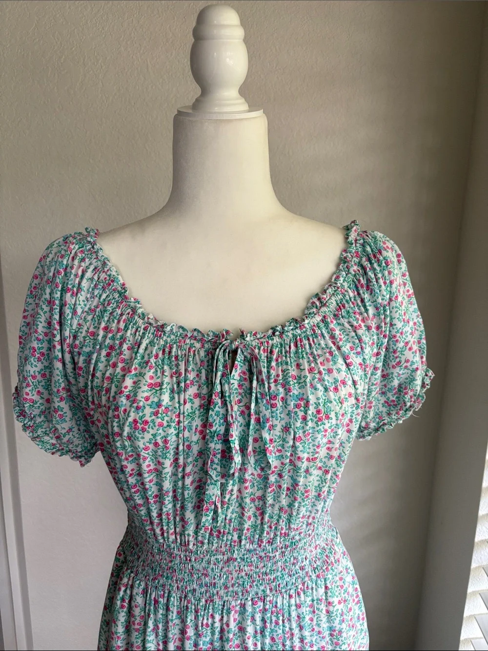 J. Crew Pale Blue/Green & Pink Floral  Tiered Maxi Dress